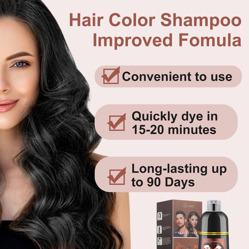 FVSHIP Brown Hair & Black Hair Dye Shampoo 3 in 1 + 99.99% Gray Hair Coveragefor Instant Hair Color Shampoo for Gray Hair Coverage Herbal Chestnut Brown & Wine red Hair Dye Shampoo Men Women 500ml