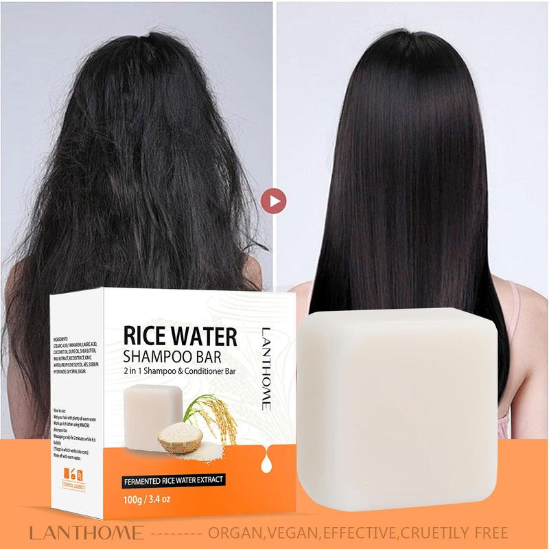 100g Rice Water Shampoo Bar, Deep Cleaning Hair Bar Soap, Hair Care & Styling Product for Men & Women