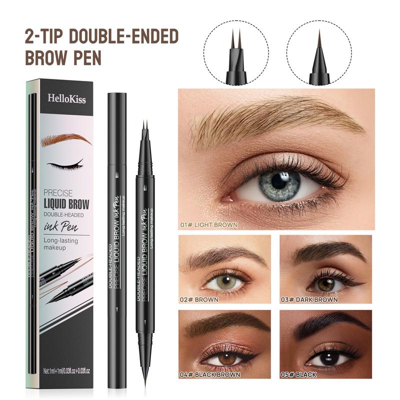 Hellokiss two-pronged eyebrow pencil waterproof and sweat-proof wild eyebrow double-headed 2in1 eyebrow pencil liquid