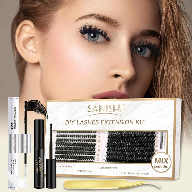 DIY Individual False Eyelashes Kit, Summer Makeup, 1 Set DIY Lash Kit Including 400pcs box 9-16mm Separated False Eyelashes & 1 Adhesive & 1 Remover & Tweezers, Christmas Gift