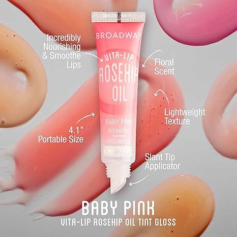 Ruby Kisses Broadway Lip Gloss Vita-Lip Tinted Lip Gloss, non sticky formula, long lasting, moisturizing, soothing, glossy lip gloss, coconut oil.