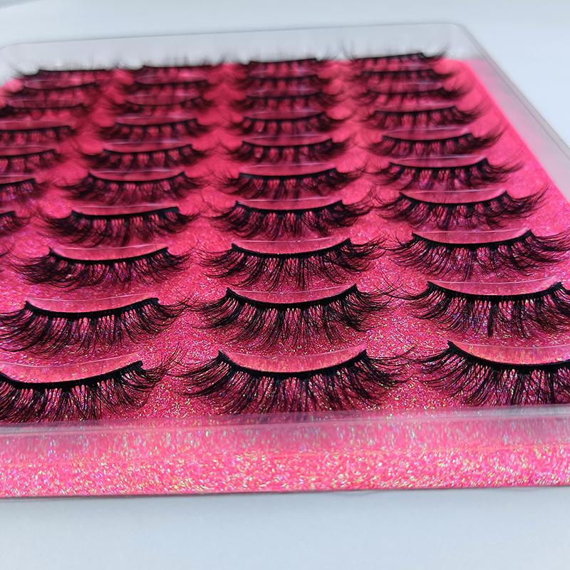 20 Pairs Thick & Curly False Eyelashes, Fluffy Wispy Cat Eye Look Faux Cluster Lashes for Women and Girls