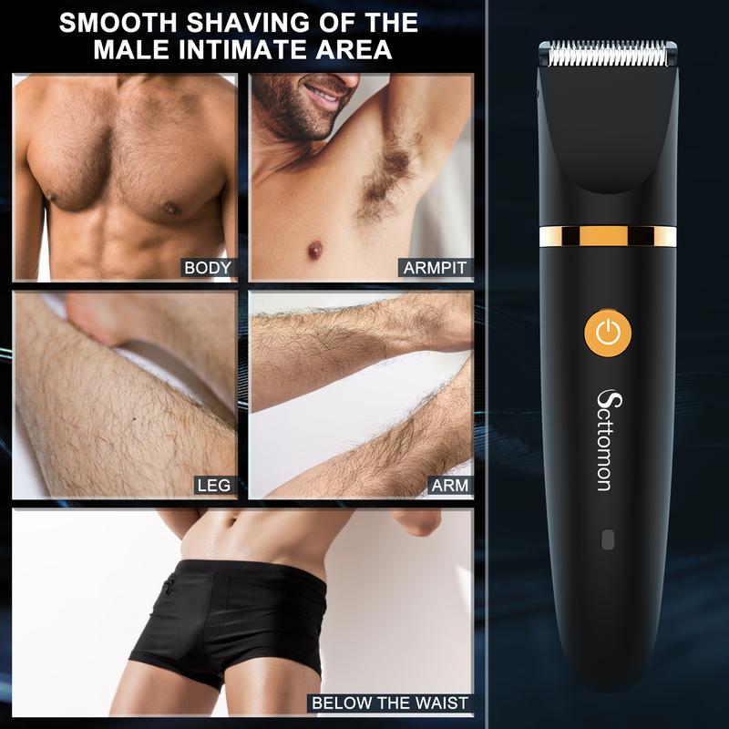 3 in 1 Electric Body Hair Trimmer,Groin Hair Trimmer for Men,Waterproof Electric Shaver Nose Hair Trimmer,Men's Hair Removal Device Cordless,Manscape Trimmer with Standing Recharge Dock