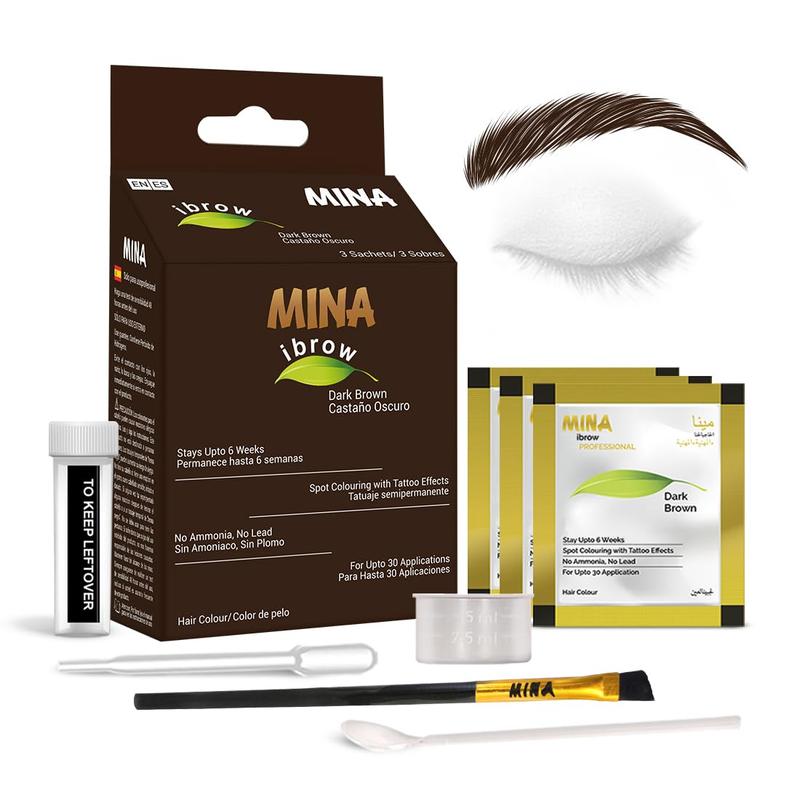 Dark Brown Powder | Natural Spot Coloring Brow Tinting Kit with Brush | Water & Smudge Proof, Instant Brow Dye, 100% Gray Coverage