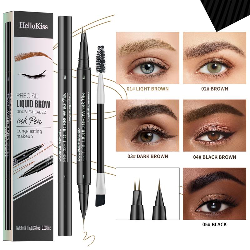 Hellokiss two-pronged eyebrow pencil waterproof and sweat-proof wild eyebrow double-headed 2in1 eyebrow pencil liquid