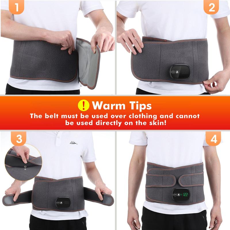 Cordless Heated Massage Belt, Back Massage Belt, 3 Heating Modes Heated Back Belt, Suitable for Middle-aged and Elderly People, 5000mA long battery life, Great Gift, 5 Languages Instruction Manuals