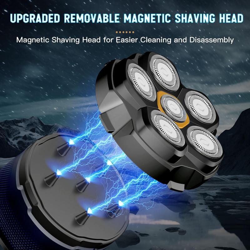 SOLIMPIA Waterproof Bald Head Shaver – Electric, Close Shaving,Magnetic Electric Razor Hair Trimmer for Men, Waterproof Wet Dry Head Shavers with Type-C Charge Cordless Removable Comfort