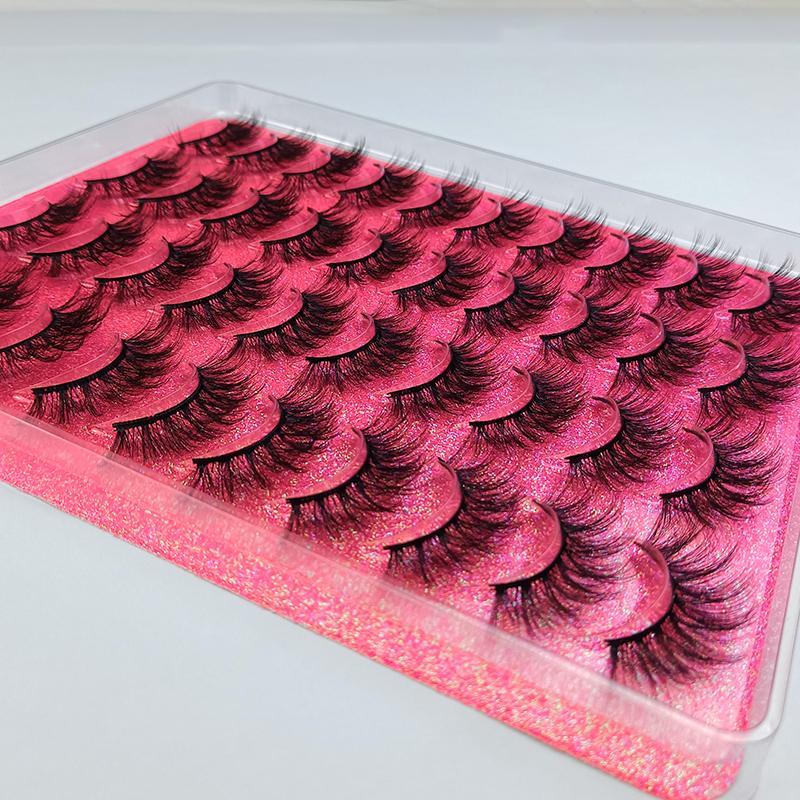 20 Pairs Thick & Curly False Eyelashes, Fluffy Wispy Cat Eye Look Faux Cluster Lashes for Women and Girls