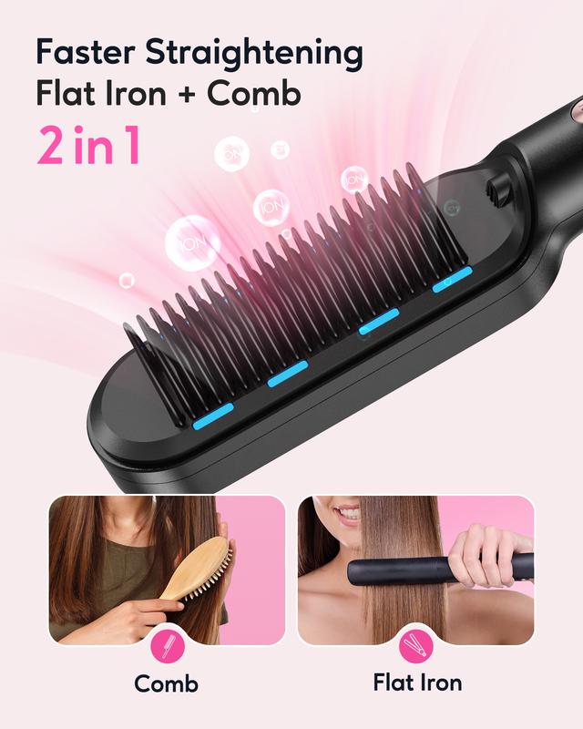 Wavytalk Negative Ion Single Thermal brush 1.5 Inch and Hair Straightening Brush Set