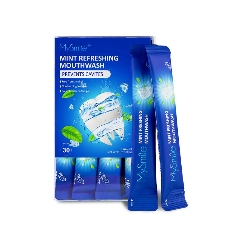 MySmile Teeth Whitening Mouthwash Packets - Alcohol-Free Liquid Mint for Fresh Breath, TSA-Approved Travel Size, Bulk Pack (Results May Vary) Oral Black Friday Christmas Deal