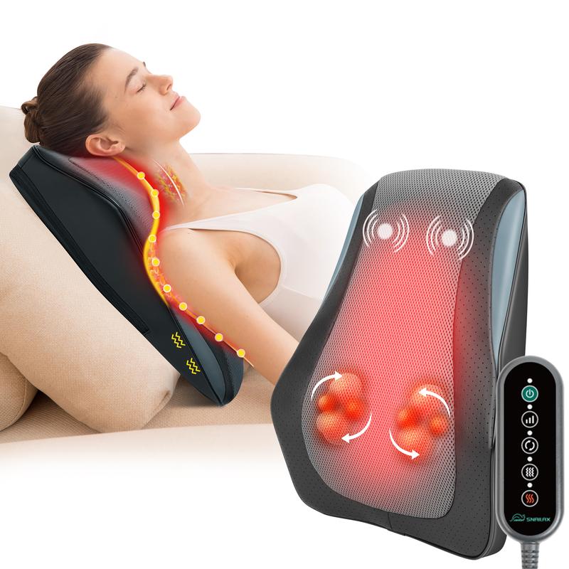 Snailax Back Massager, Shiatsu Lower Back Neck Massager with Heat, 3D Kneading Massage Pillow for Back Neck Shoulder LegsGifts for Mom, Dad