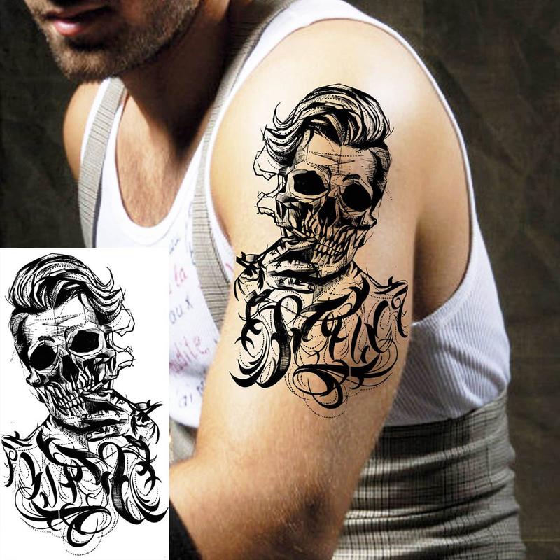 8pcs Skull Pattern Temporary Tattoo Sticker, Waterproof Fake Tattoo Sticker for Men & Women, Realistic Tattoo Stickers for Adults, Body Art Sticker, Realistic Tattoo for Parties