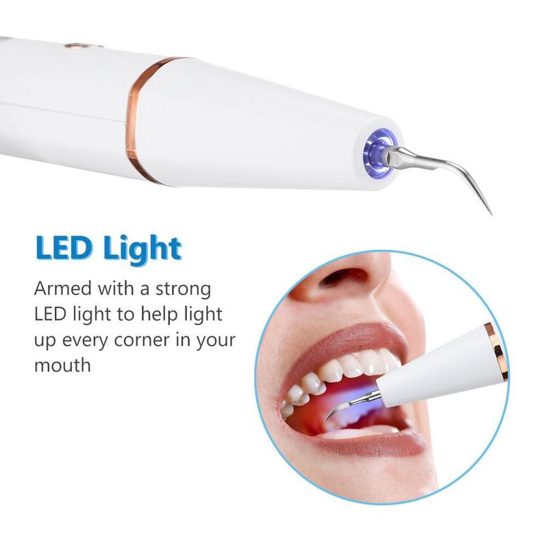 Portable Electric Teeth Cleaner, 1 Box Rechargeable Teeth Polisher with LED Light & Dental Tools & Replacement Head, Dental Scaler, Oral Irrigator Oral Care Product for Travel & Home Use