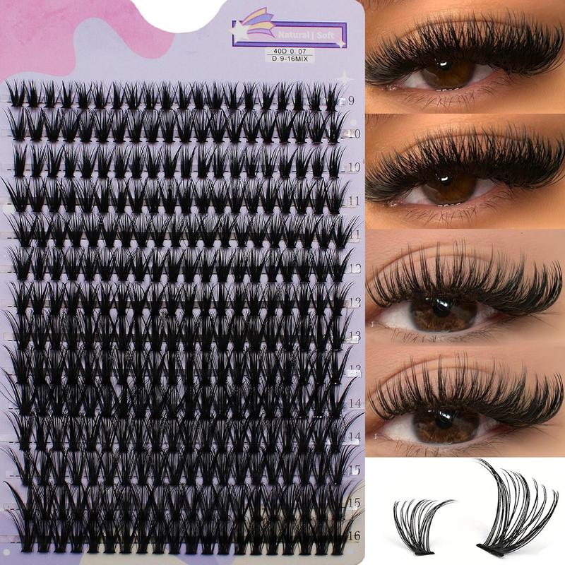 Natural False Eyelashes for Lash Extensions, 280 Clusters set Individual False Eyelashes, Fluffy Curly Faux Cluster Lashes, Portable Makeup Tool for Women, Summer Makeup Gift, Christmas Gift