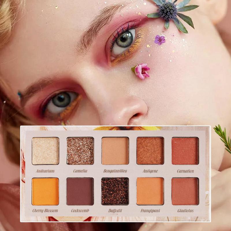 10 Color Matte & Shimmer Eyeshadow Palette, Long Lasting Shimmering Eye Shadow, High Pigmented Blendable Eyeshadow Powder, Colorful Eye Makeup Products