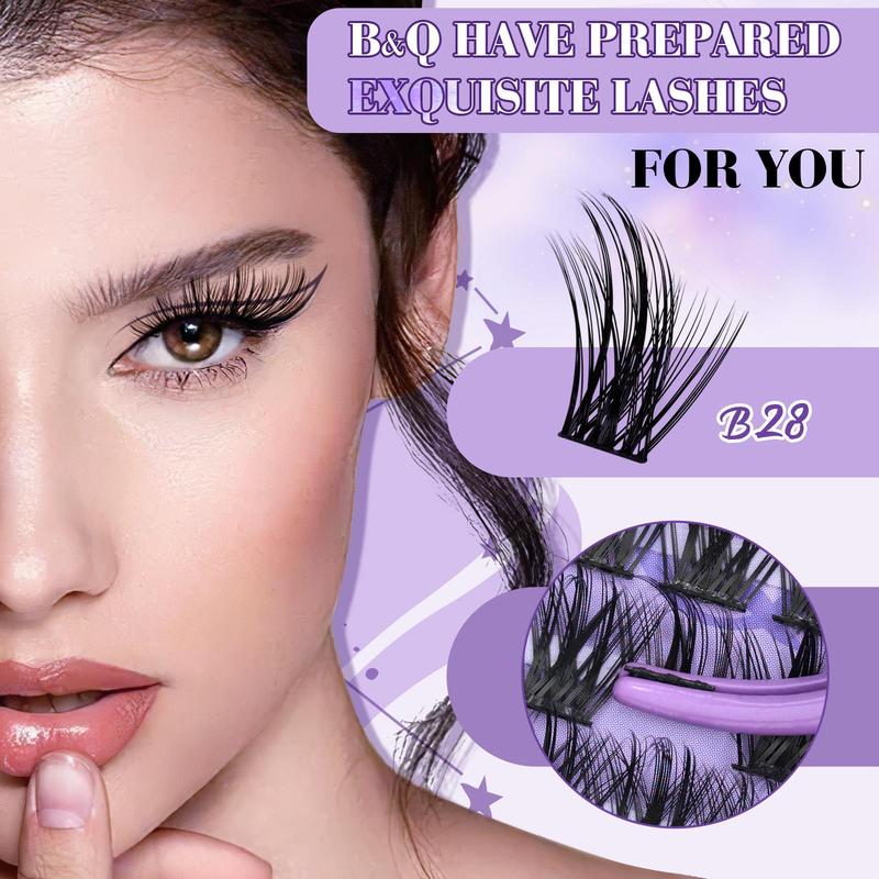 B&Qaugen Lash Extension Kit, B28 Manga DIY Cluster Lashes Extension Kit, 156pcs 8-18mm Mixed Spiky Eyelash Extension Kit, Beginner Friendly with Lash Bond and Seal, Glue Remover and Lash Tweezer at Home, Makeup Products, Cosmetic, Lash Extensions