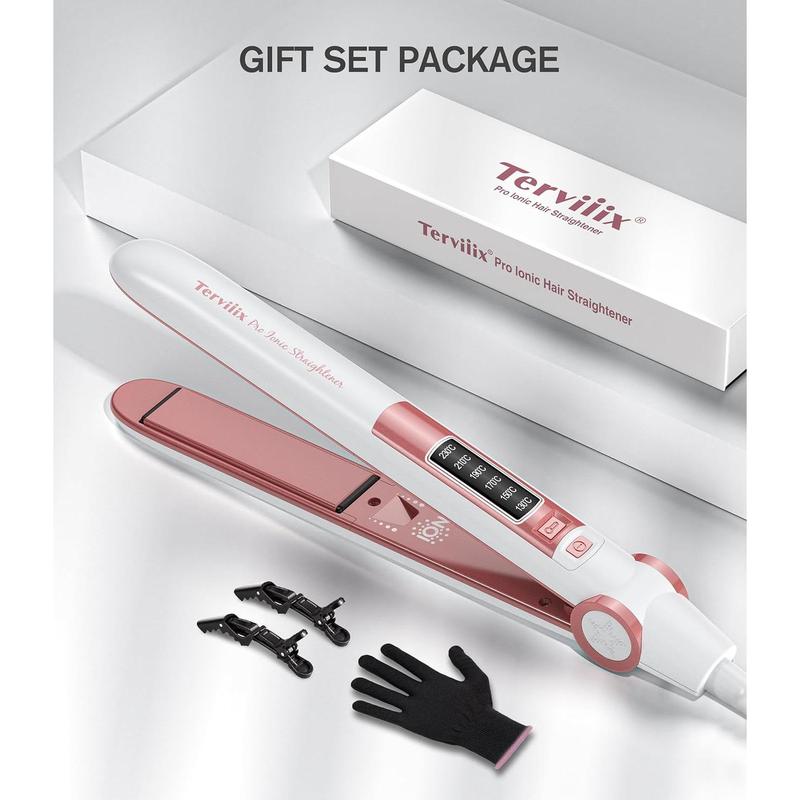 Terviiix 1 Inch Flat Iron Hair Straighteners Creates Silky Hair tantly, Negative Ionic Ceramic Straightener Iron, Adjustable Temperature 330℉ to 430℉, Fast Heat Up, Dual Volte, to-Off