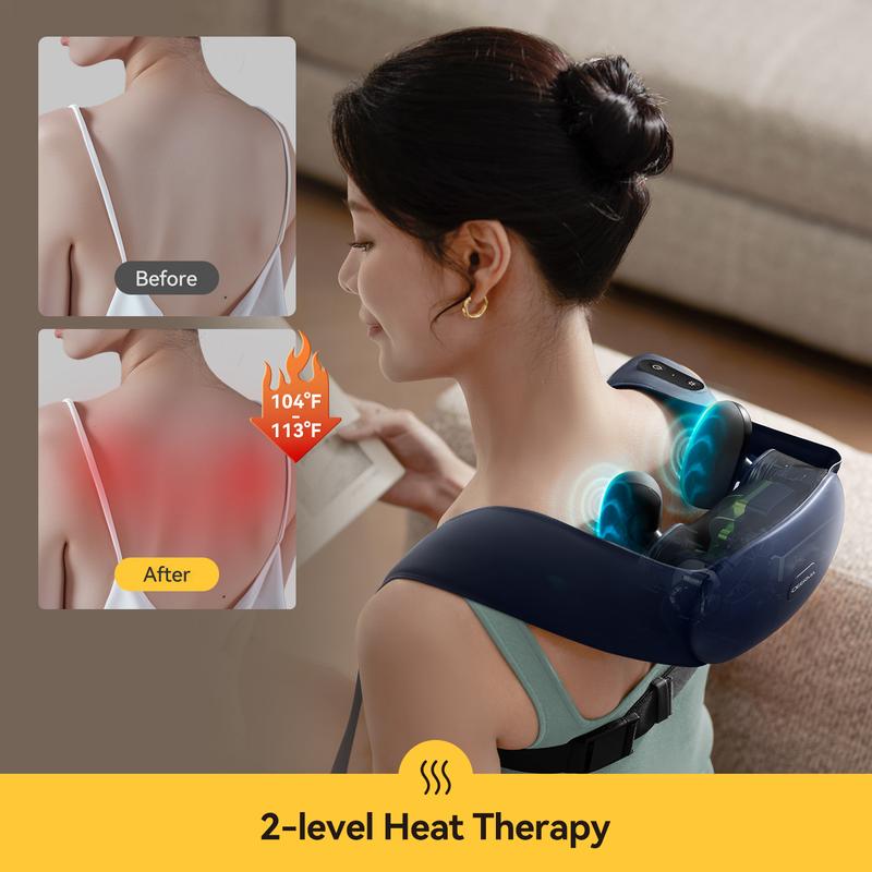 Deerma Shoulder and Neck Massager  with Heat, Portable  Electric Shiatsu Back Massager Device, Nekteck Electric Deep Tissue 4D Kneading Massage Pillow for Shoulder,  Body Muscle Pain Relief at Home Office Car, Idea Gifts  For Women Men Comfort