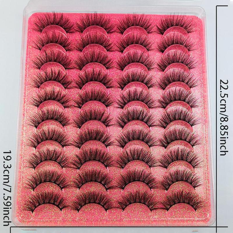 20 Pairs Thick & Curly False Eyelashes, Fluffy Wispy Cat Eye Look Faux Cluster Lashes for Women and Girls