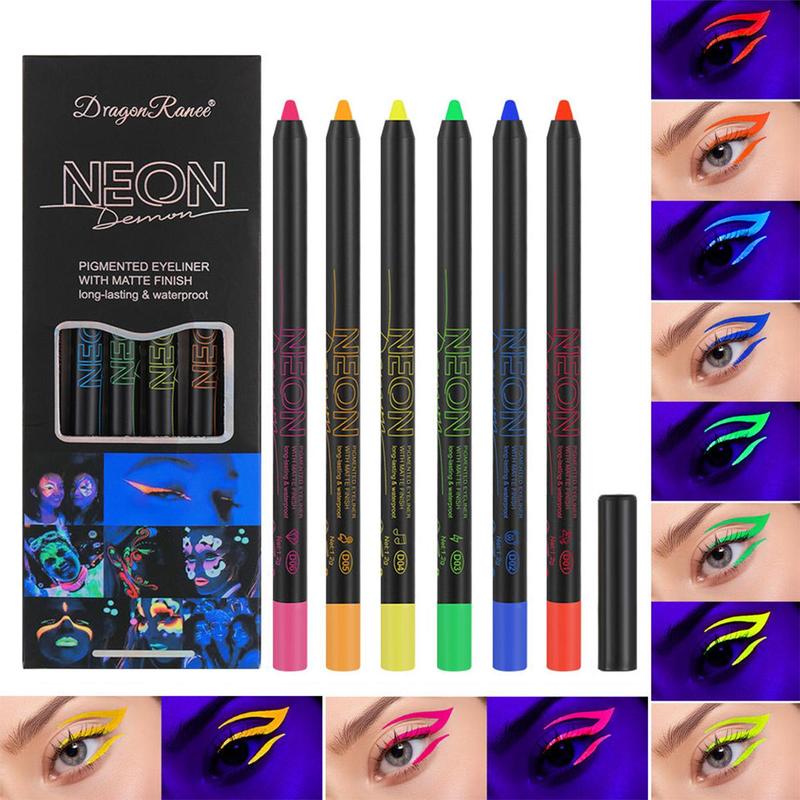 Colorful Glow in The Dark Eyeliner Pen Set, 6 Counts set Long Lasting  High Pigmented Eye Makeup Pen, Professional Daily Makeup Accessories