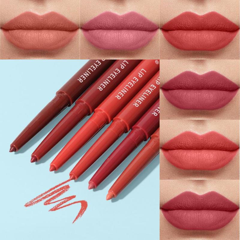 Long Lasting Waterproof Lip Makeup Set, 3 Counts Matte Lip Liner Set, Rotatable Lip Liner, Suitable for Makeup Items on The Go