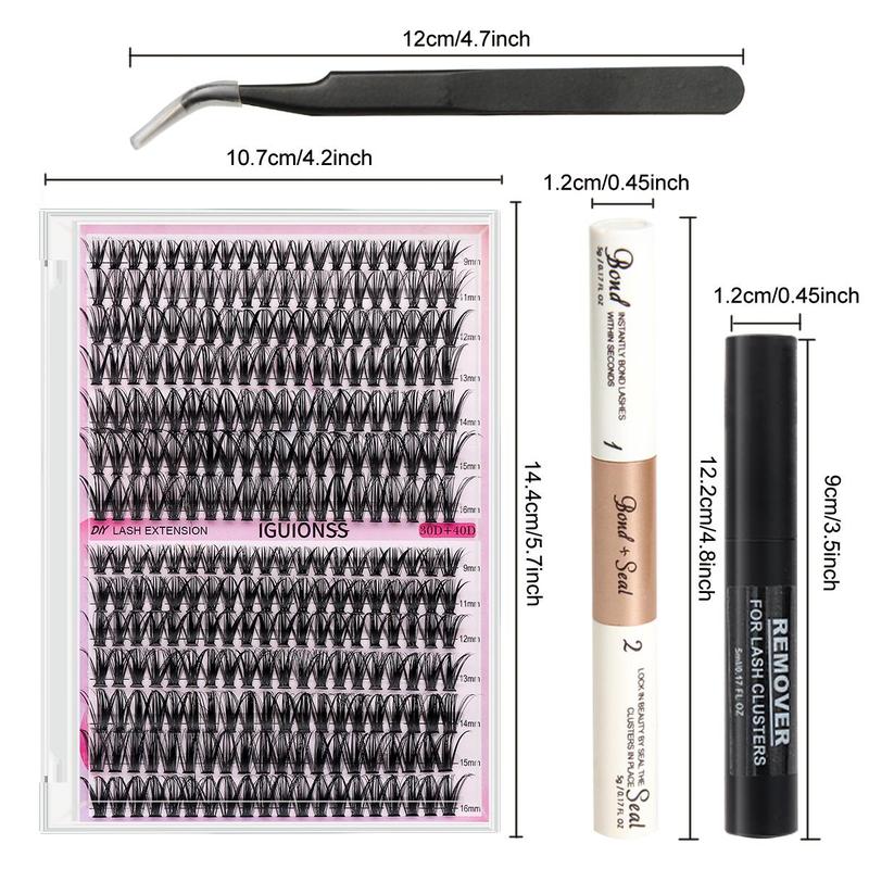 Mixed D Curl Individual False Eyelashes with Glue & Tweezers & Brush & Lash Remover, 30D 40D Eyelashes Extensions Kit, Eye Cosmetic for Daily Makeup, Trending Products