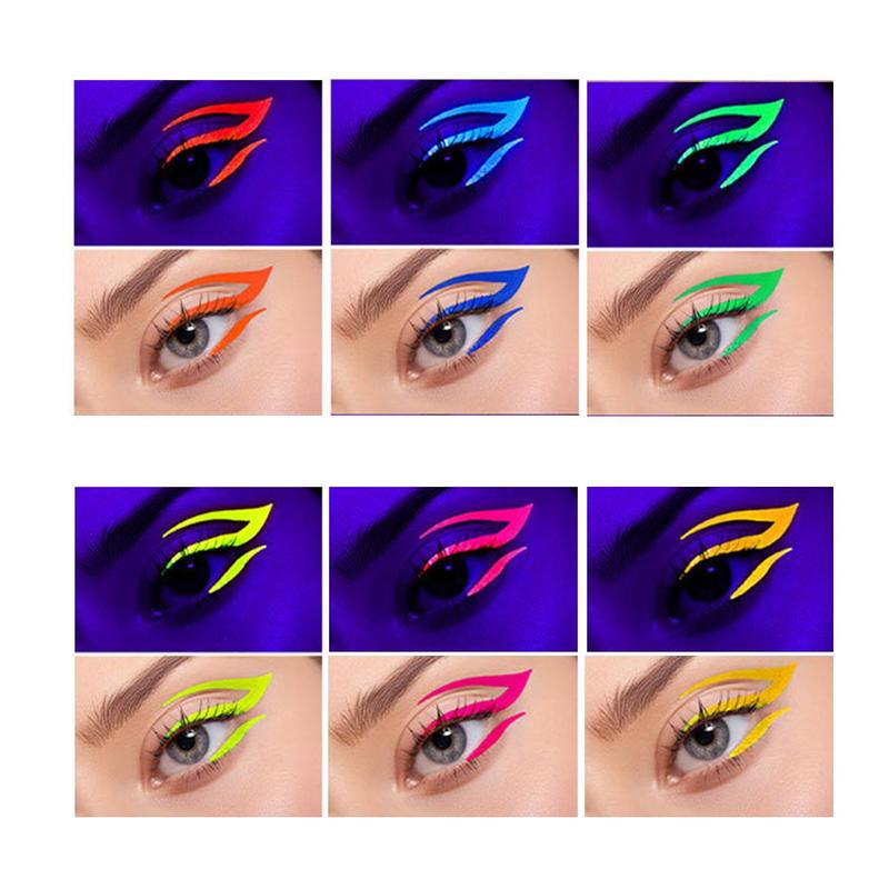 Colorful Glow in The Dark Eyeliner Pen Set, 6 Counts set Long Lasting  High Pigmented Eye Makeup Pen, Professional Daily Makeup Accessories