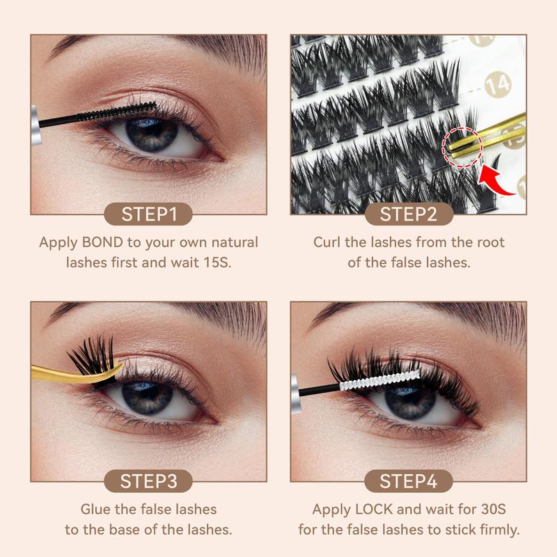 DIY Individual False Eyelashes Kit, Summer Makeup, 1 Set DIY Lash Kit Including 400pcs box 9-16mm Separated False Eyelashes & 1 Adhesive & 1 Remover & Tweezers, Christmas Gift