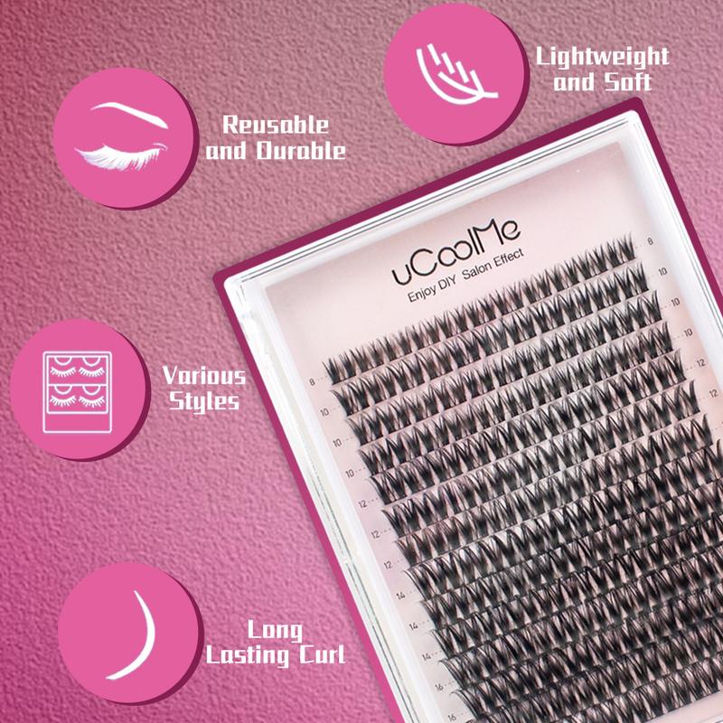 uCoolMe Flora DIY Lash Extension Kit Clusters Individual Lashes Kit Beginner Friendly Lash Bond and Seal, WaterProof Lashes for For Girl DIY Eyelash Extension at Home Makeup Christmas gift