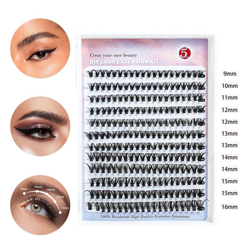 AN240pcs Lash Extension Kit Cluster Lashes DIY Eyelash Extension Kit D Curl Individual Lashes