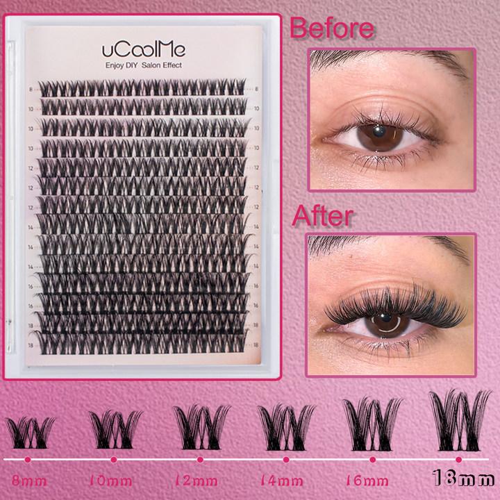 uCoolMe Flora DIY Lash Extension Kit Clusters Individual Lashes Kit Beginner Friendly Lash Bond and Seal, WaterProof Lashes for For Girl DIY Eyelash Extension at Home Makeup Christmas gift