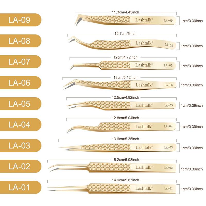 Precision Fiber Tip Tweezer, 1 Count Eyelash Extensions Diamond Grip, Anti-slip Premium Gold Stainless Steel Makeup Tool