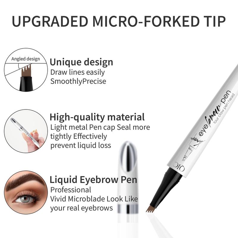 4-tip Liquid Eyebrow Pen, Waterproof Long Lasting Eyebrow Pencil, High Pigmented Brow Shading & Filling Pencil, Makeup Tool Easy To Apply, Eyebrow Pencil, Christmas Gift