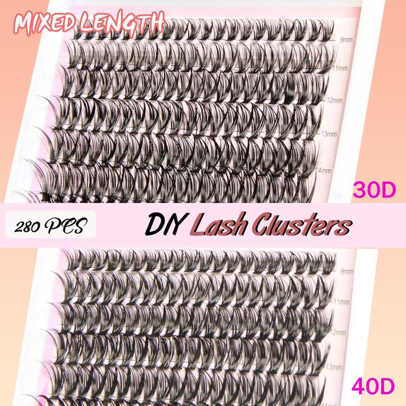 Mixed D Curl Individual False Eyelashes with Glue & Tweezers & Brush & Lash Remover, 30D 40D Eyelashes Extensions Kit, Eye Cosmetic for Daily Makeup, Trending Products