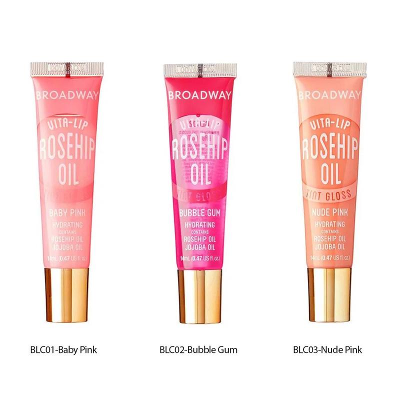 Ruby Kisses Broadway Lip Gloss Vita-Lip Tinted Lip Gloss, non sticky formula, long lasting, moisturizing, soothing, glossy lip gloss, coconut oil.