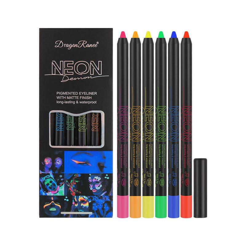 Colorful Glow in The Dark Eyeliner Pen Set, 6 Counts set Long Lasting  High Pigmented Eye Makeup Pen, Professional Daily Makeup Accessories