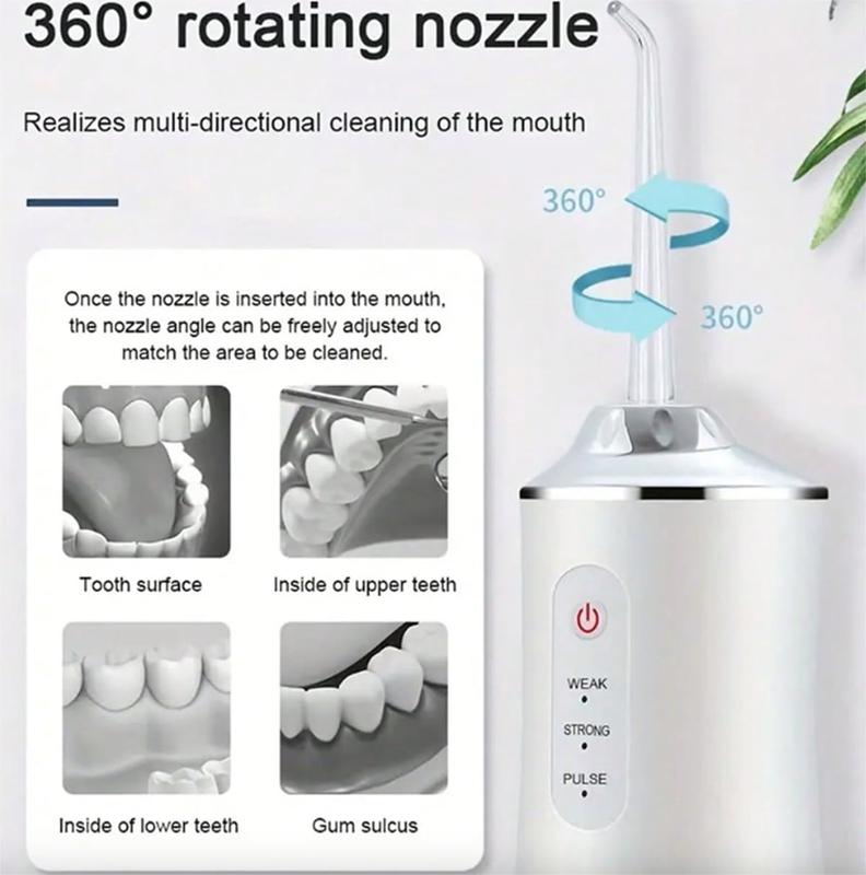 Portable Cordless Water Flosser, 4 Jet Tips, 3 Cleaning Modes, Rechargeable, Travel Size Oral