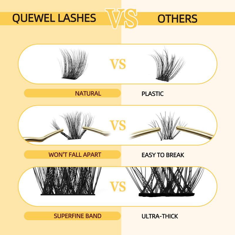 QUEWEL 112 PCS Eyelashes Extensions, match Waterproof Lash Bond and Seal with Glue Remover, Super Soft to Help You Achieve Comfortable Wear Makeup.