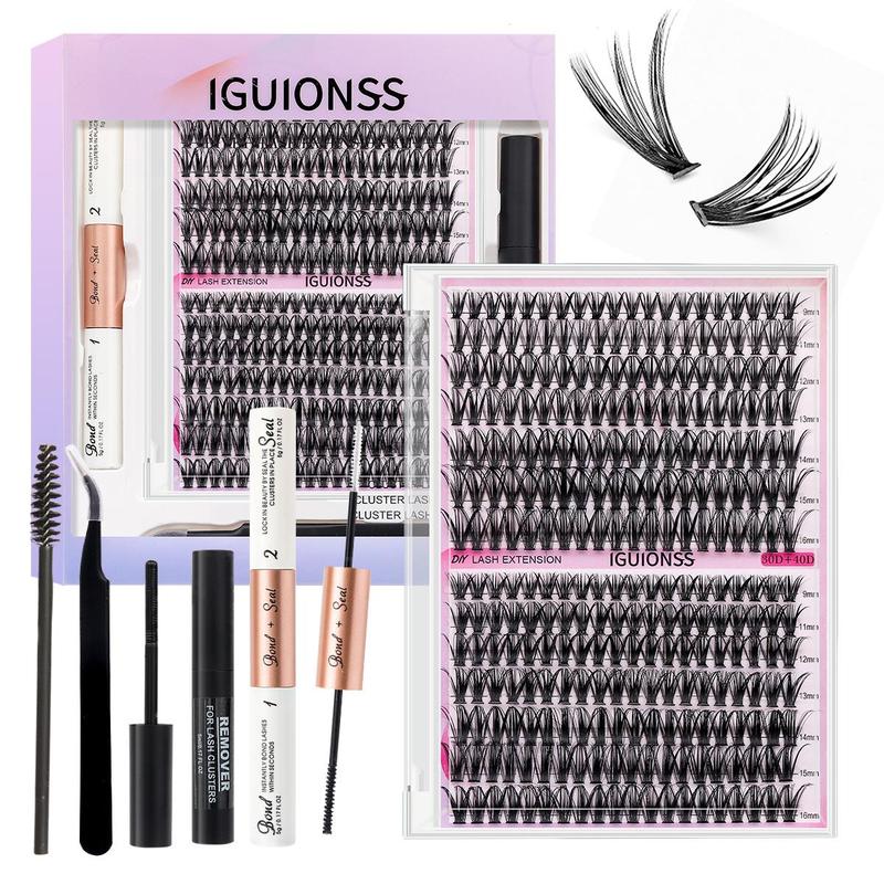 Mixed D Curl Individual False Eyelashes with Glue & Tweezers & Brush & Lash Remover, 30D 40D Eyelashes Extensions Kit, Eye Cosmetic for Daily Makeup, Trending Products