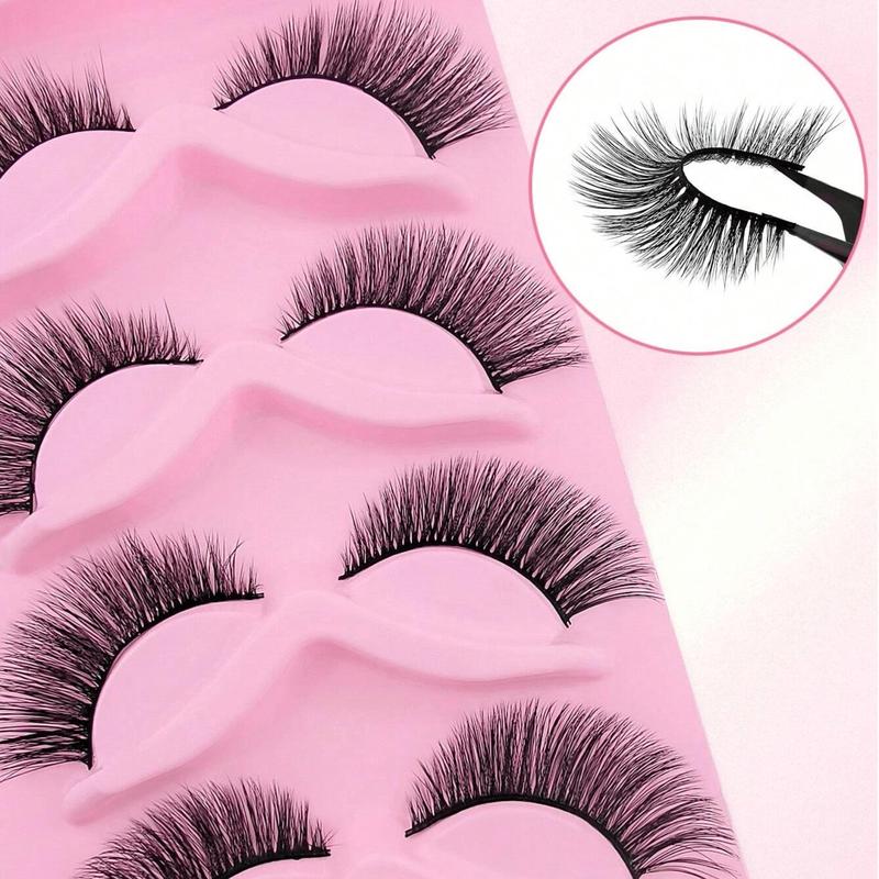 Cat Eye False Eyelashes, 5 Pairs box Wispy Cat Eye Faux Lashes, Natural Curling Eye Makeup Strip Lashes, Full Volume Eyelash for Lashes Extensions, Volumized False Eyelashes for Women and Girls Eye Makeup Enhancement, Makeup Products, Christmas Gift