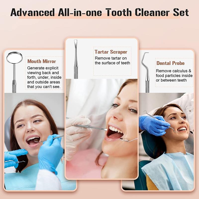 Portable Electric Teeth Cleaner, 1 Box Rechargeable Teeth Polisher with LED Light & Dental Tools & Replacement Head, Dental Scaler, Oral Irrigator Oral Care Product for Travel & Home Use