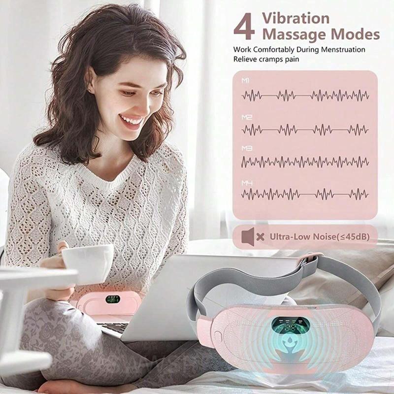 Portable Cordless Heating Uterus Warmer Pad, 1 Count Electric Warm Belly Belts, 3 Heat Levels 4 Massage Modes Waist Warming Massager