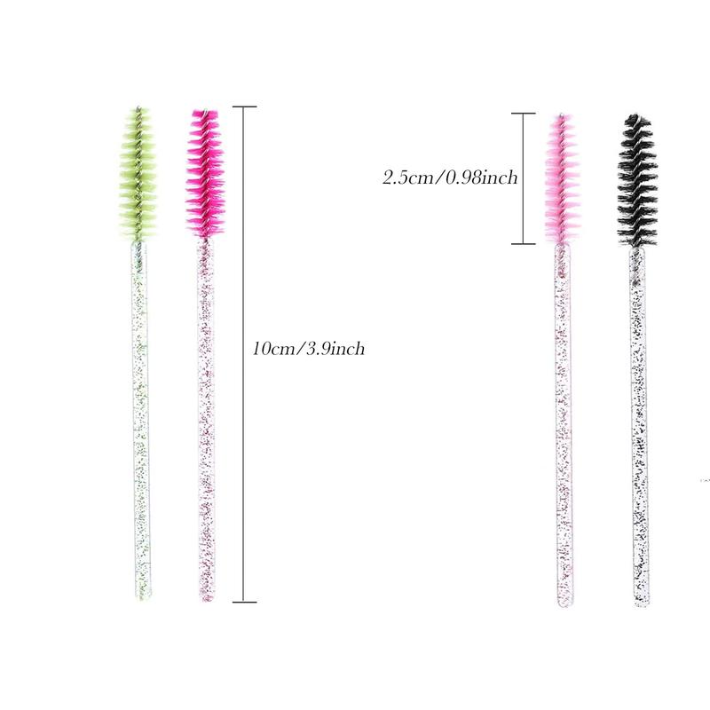 300 Pcs Disposable Eyelash Mascara Brushes with PBT Fibers & Crystal Handles for Eyelash Extensions, Eyebrows, and Makeup Smooth Elastic