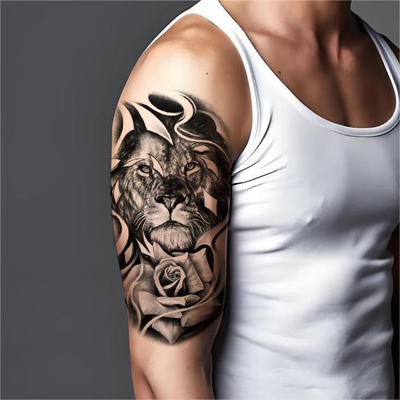 76 Large Black Temporary Tattoo Stickers, Forearm Designs Including Tribal Wolves, Tigers, Lions, Snakes, Skulls, Halloween Temporary Fake Tattoo Stickers, 12 Fake Tattoo Stickers for Men's or Women's Arms Chest Shoulder, 64Tiny Black Tattoo Stickers