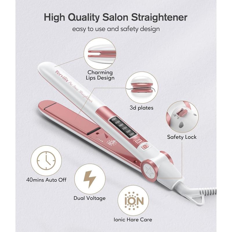 Terviiix 1 Inch Flat Iron Hair Straighteners Creates Silky Hair tantly, Negative Ionic Ceramic Straightener Iron, Adjustable Temperature 330℉ to 430℉, Fast Heat Up, Dual Volte, to-Off