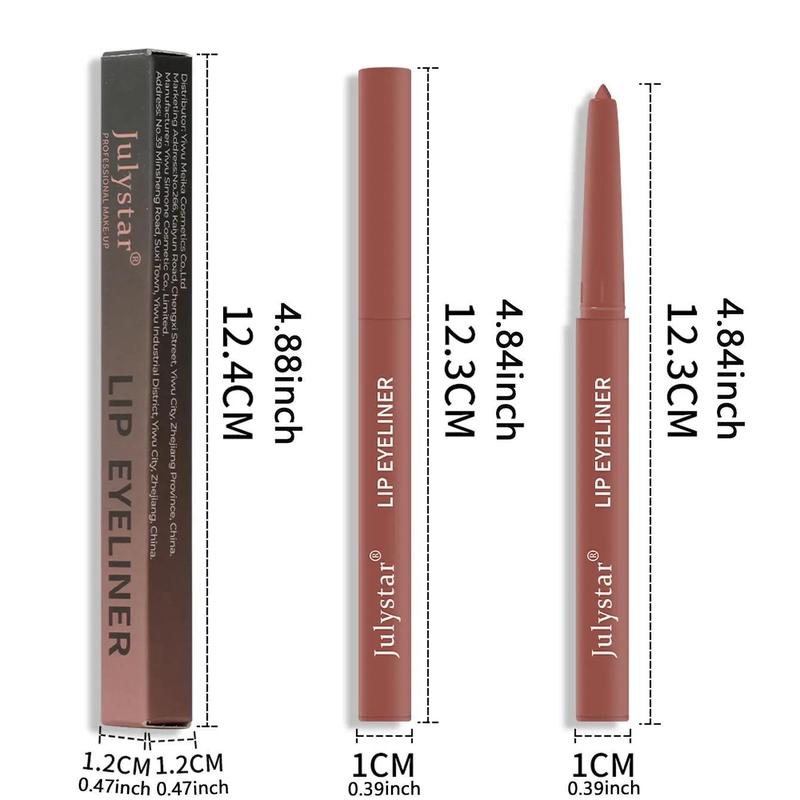 Long Lasting Waterproof Lip Makeup Set, 3 Counts Matte Lip Liner Set, Rotatable Lip Liner, Suitable for Makeup Items on The Go