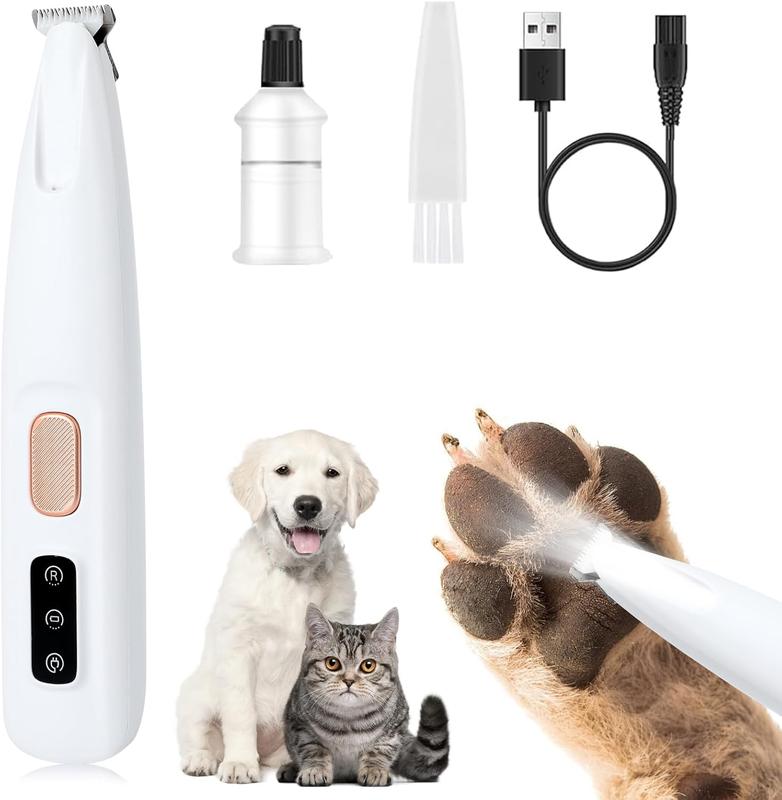 Upgraded Dog Paw Trimmer with LED Light, 18 mm Widen Blade, 35 dB Low Noise, LED Display, Fully Waterproof, Rechargeable Clipper for Dogs Cats Trimming Paws, Eyes, Ears, Face, and Rump