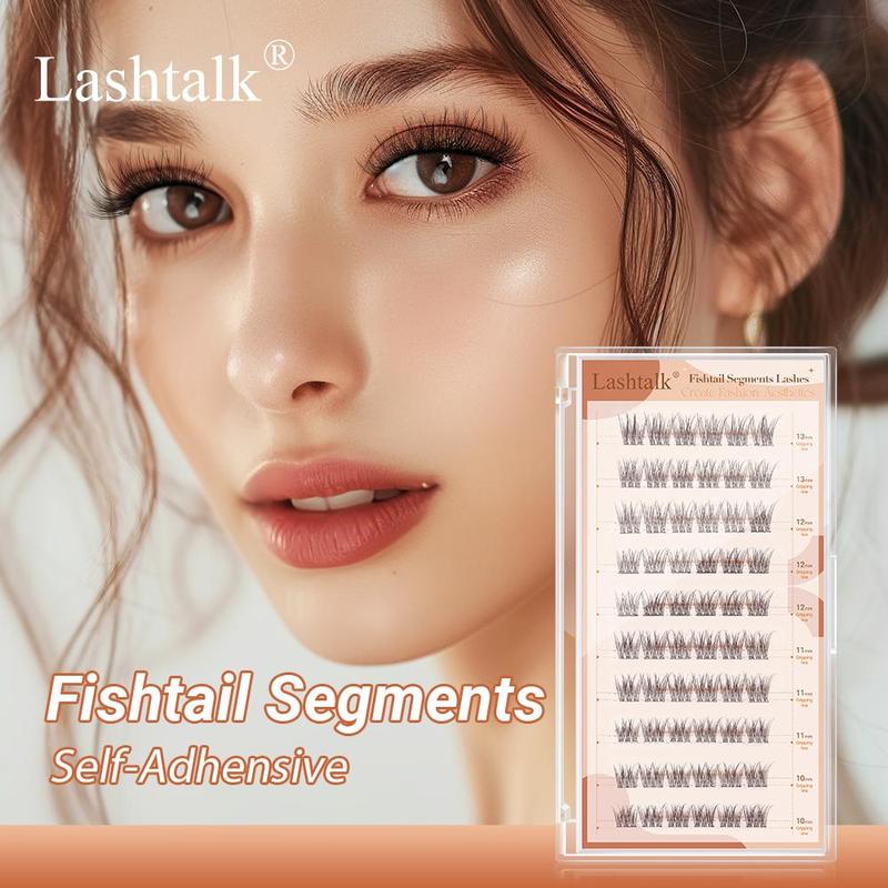 Fishtail Individual False Eyelashes, One-step Self Adhesive Natural Look Eyelash Extensions, Eye Makeup Enhancement False Eyelashes for Women & Girls, Lashes Extension Kit, Eyelash Clusters, Christmas Gift