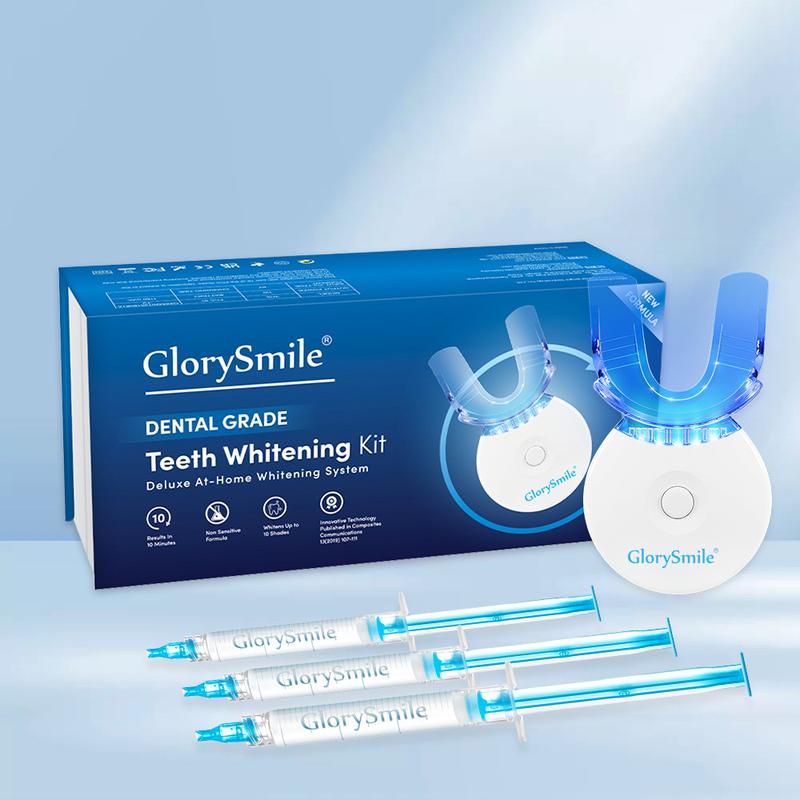 GlorySmile-Original Teeth Whitening Kit with 5x LED Light, 18% Carbamide Peroxide Oral Care Halloween Black Friday Christmas Deal