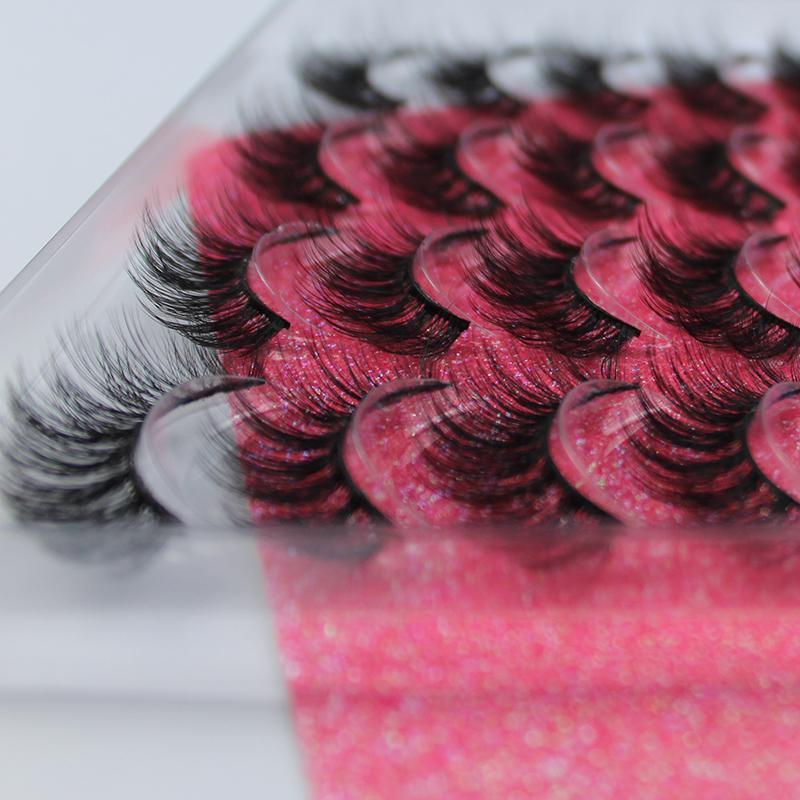 20 Pairs Thick & Curly False Eyelashes, Fluffy Wispy Cat Eye Look Faux Cluster Lashes for Women and Girls